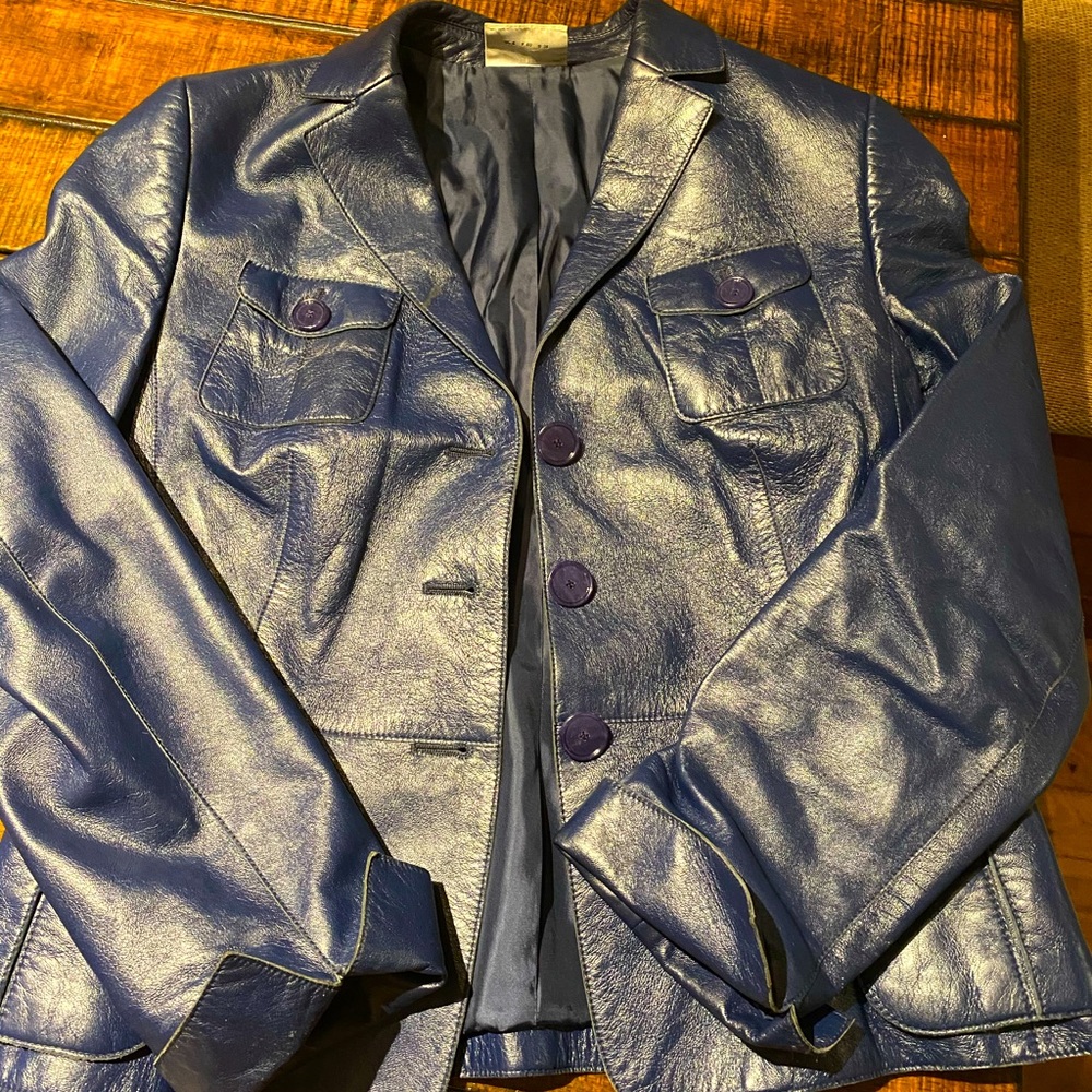 Akris Punto navy leather jacket